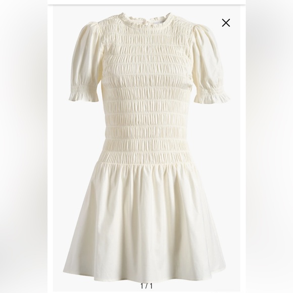 Reformation NEW Size 8 Leannah Smocked Stretch Organic Cotton Minidress